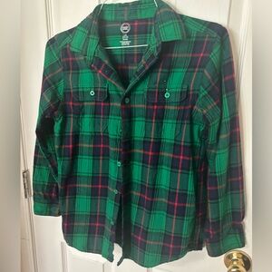 Wonder Nation Green and Red Plaid Flannel Shirt Size 10-12